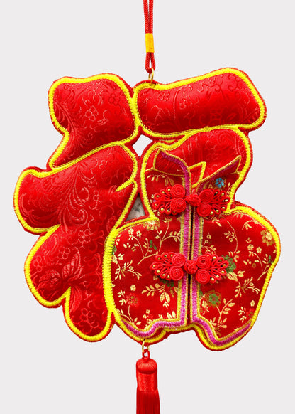 Lucky Fortune Symbol Hanging Decor with Traditional Outfit and Tassel