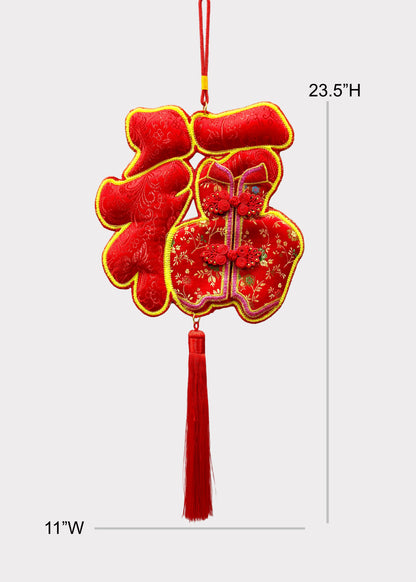 Lucky Fortune Symbol Hanging Decor with Traditional Outfit and Tassel