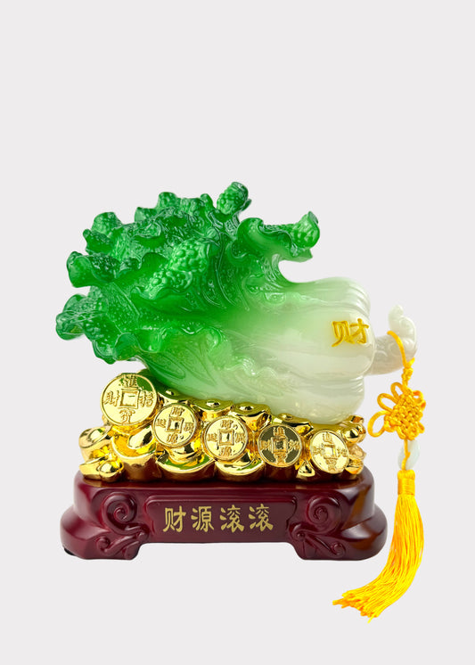 Jadeite Cabbage Wealth Ornament – Prosperity Décor Figurine