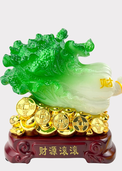 Jadeite Cabbage Wealth Ornament – Prosperity Décor Figurine