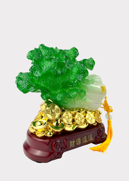 Jadeite Cabbage Wealth Ornament – Prosperity Décor Figurine