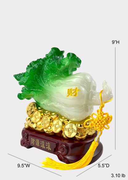 Jadeite Cabbage Wealth Ornament – Prosperity Décor Figurine