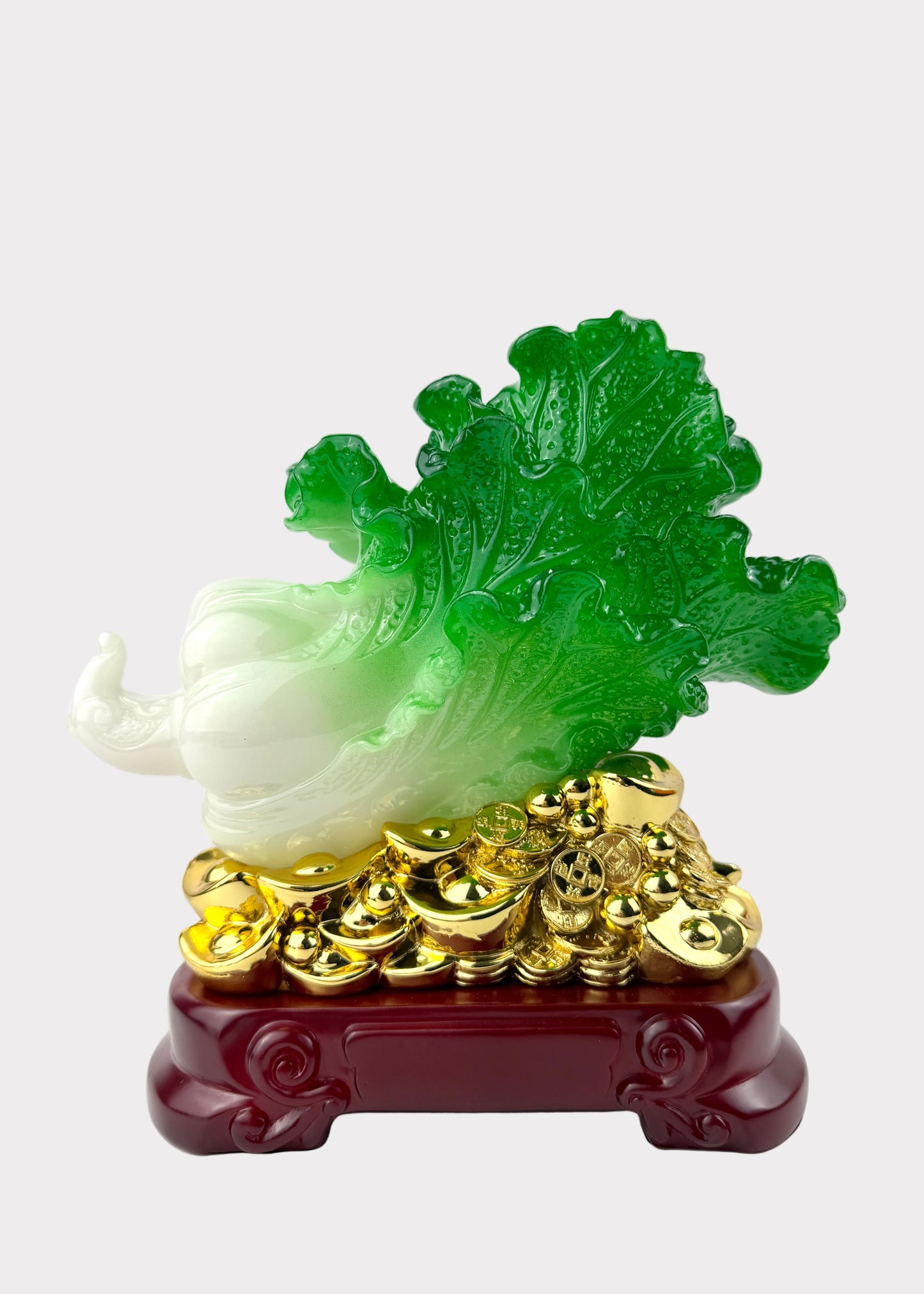 Jadeite Cabbage Wealth Ornament – Prosperity Décor Figurine