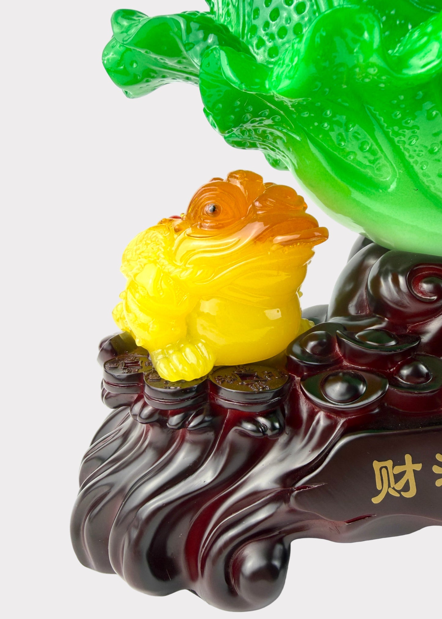Jadeite Cabbage with Golden Toad – Prosperity & Wealth Figurine