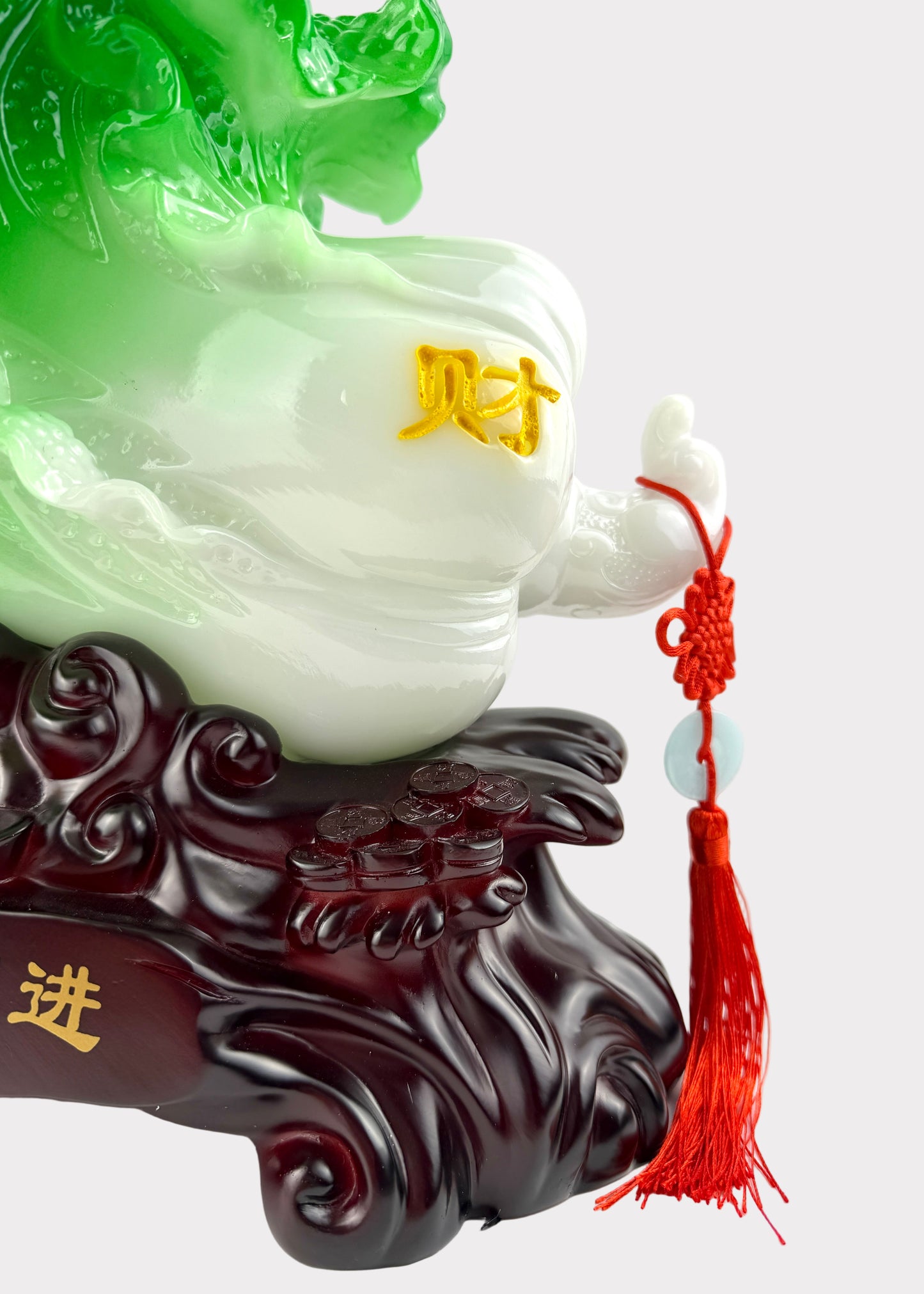 Jadeite Cabbage with Golden Toad – Prosperity & Wealth Figurine