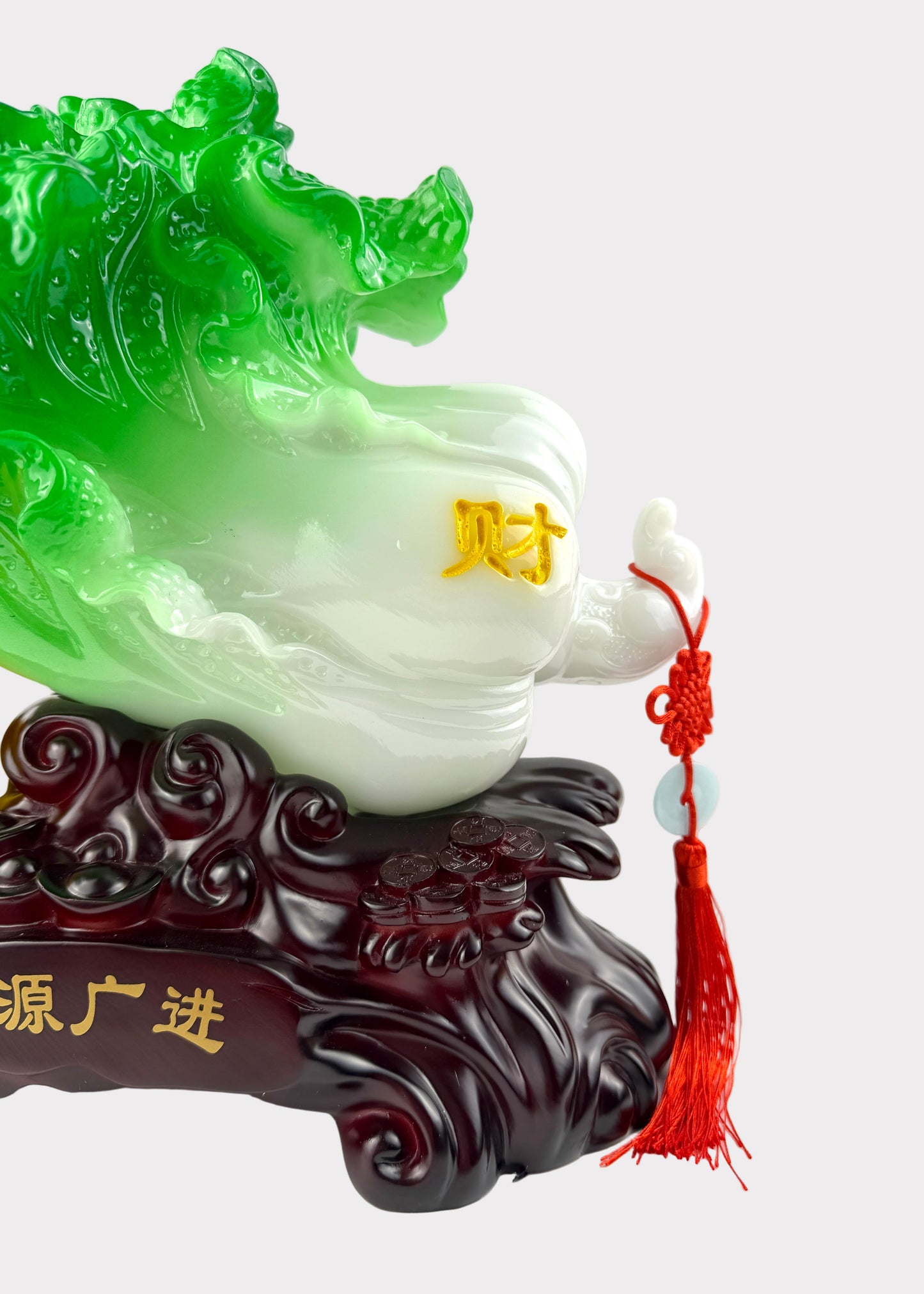 Jadeite Cabbage with Golden Toad – Prosperity & Wealth Figurine