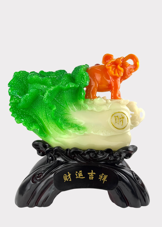 Jadeite Cabbage with Elephant – Prosperity & Auspicious Décor