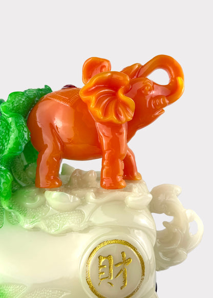 Jadeite Cabbage with Elephant – Prosperity & Auspicious Décor