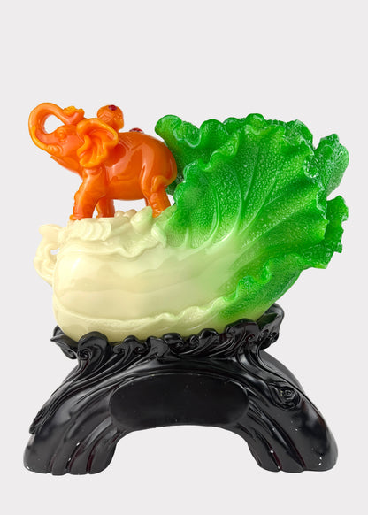 Jadeite Cabbage with Elephant – Prosperity & Auspicious Décor