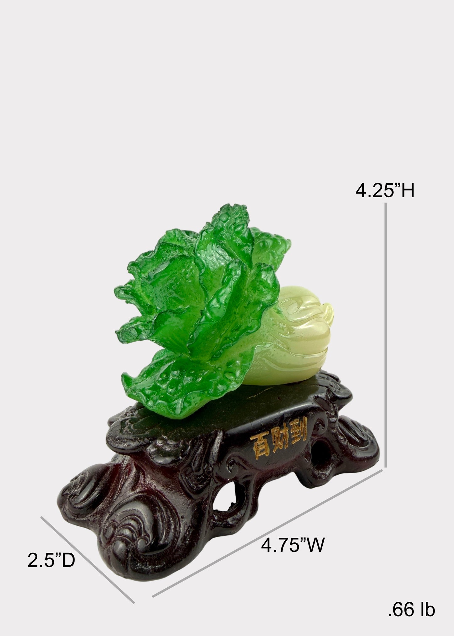 Mini Feng Shui Cabbage on Wooden Base – Wealth & Fortune Figurine