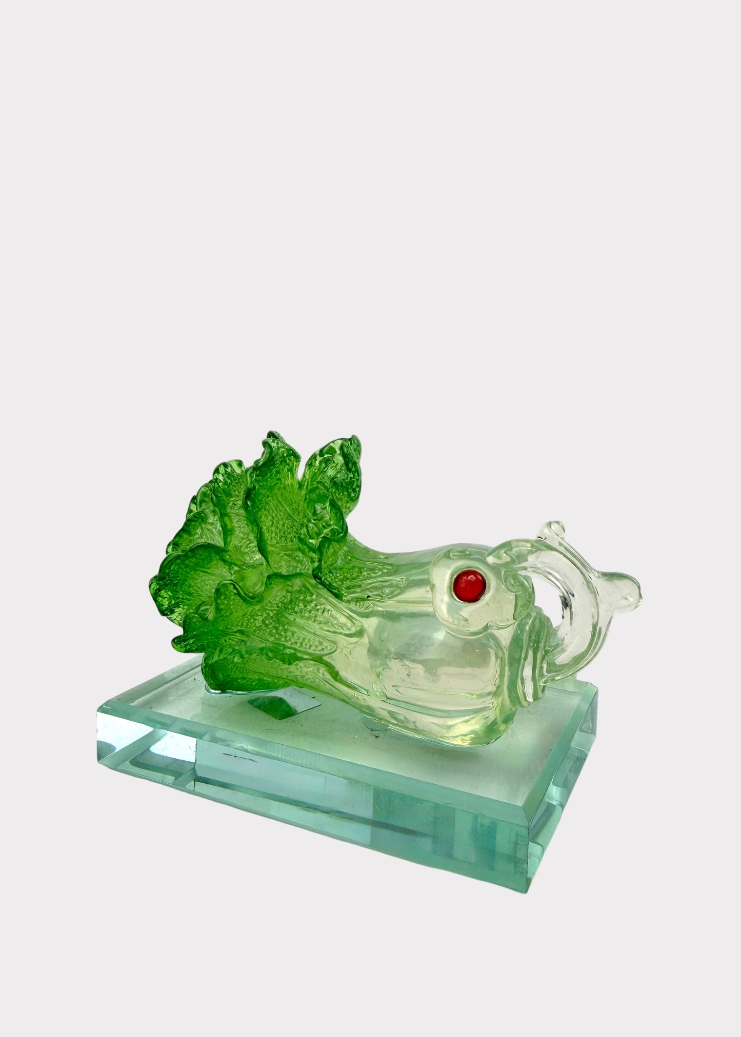 Glass Feng Shui Cabbage on Crystal Base – Wealth & Prosperity Symbol