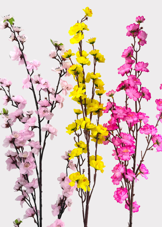 Artificial Peach Blossom Branch – Bendable Metal Stem