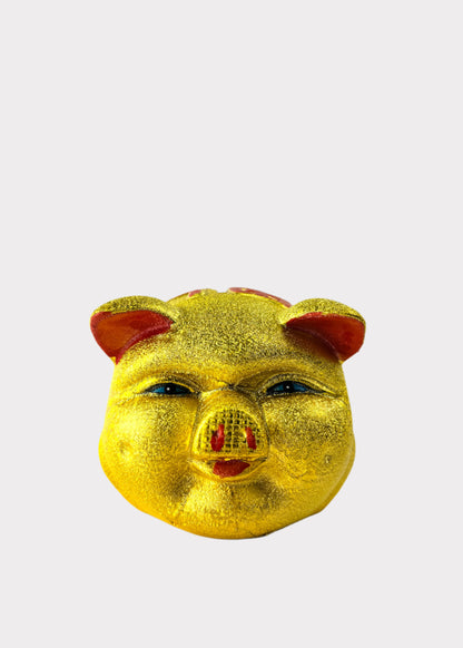 Golden Piggy Bank Head - Prosperity and Wealth - Ceramic