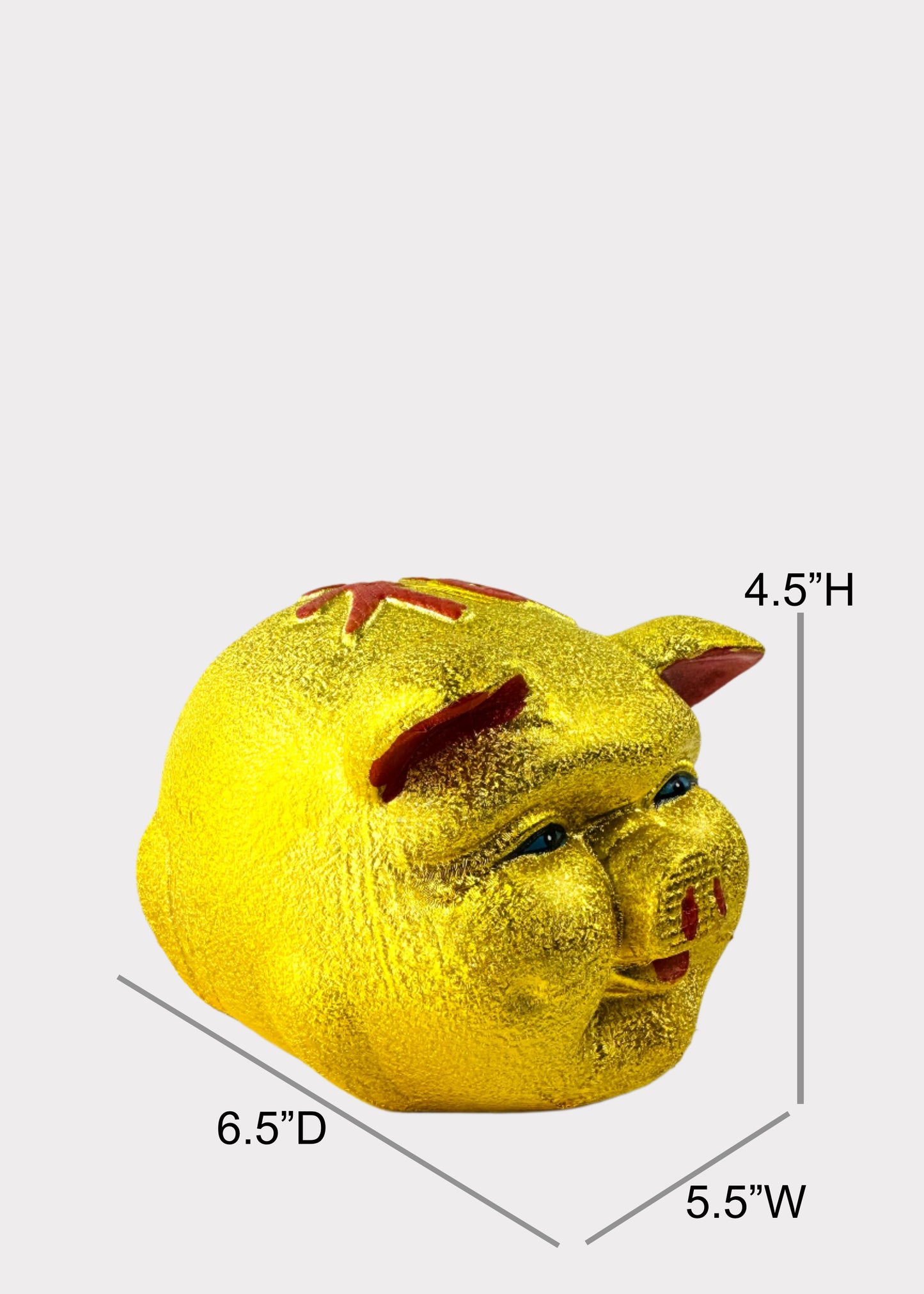 Golden Piggy Bank Head - Prosperity and Wealth - Ceramic
