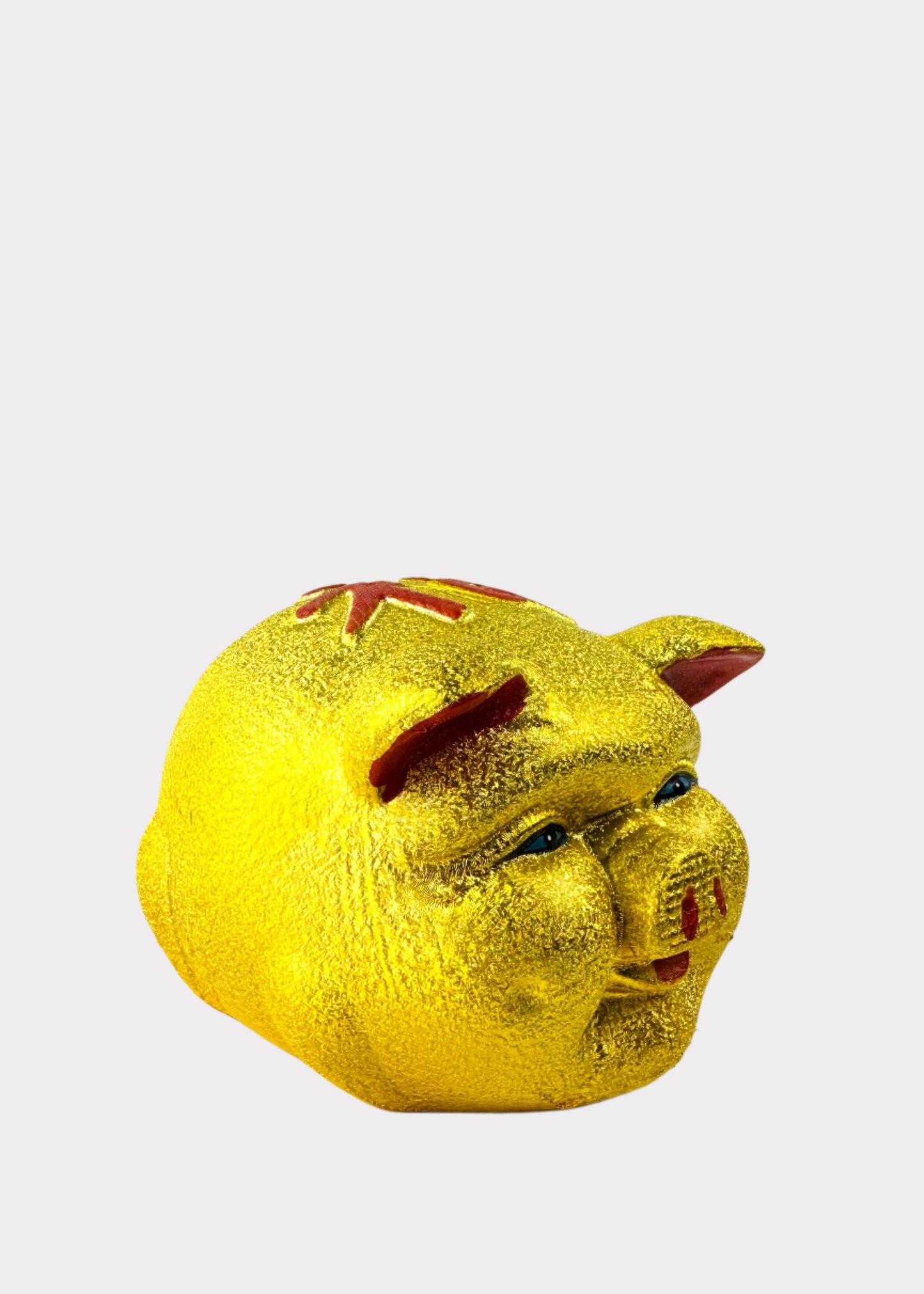 Golden Piggy Bank Head - Prosperity and Wealth - Ceramic