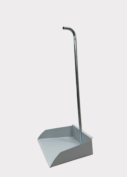 Heavy Duty Metal Dust Pan with Long Handle – Durable Steel Pan
