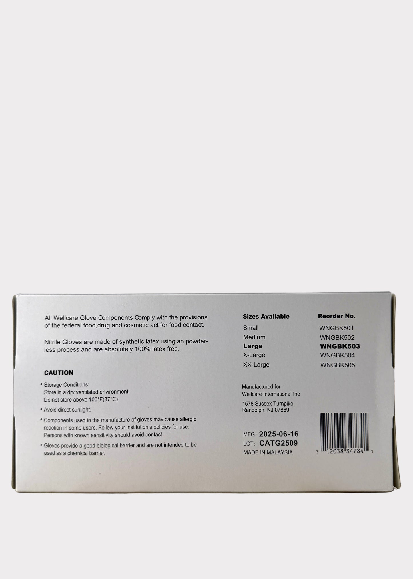 WellCare Black Nitrile Gloves – Large – Powder Free Latex Free Disposable