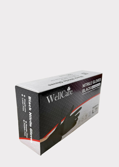 WellCare Black Nitrile Gloves – Large – Powder Free Latex Free Disposable