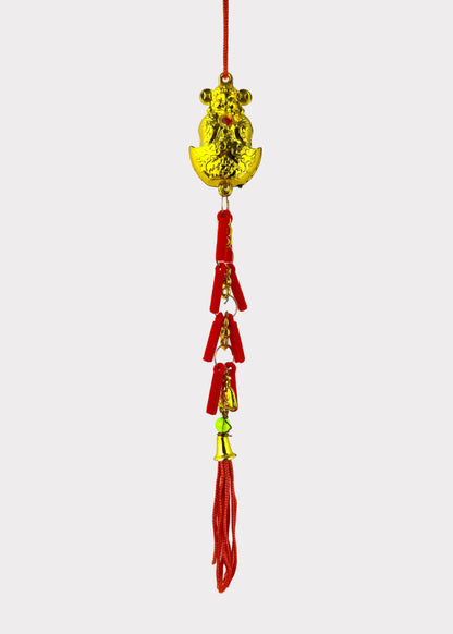 Golden God of Wealth Hanging Ornament – Lunar New Year Prosperity Décor (10 Count)