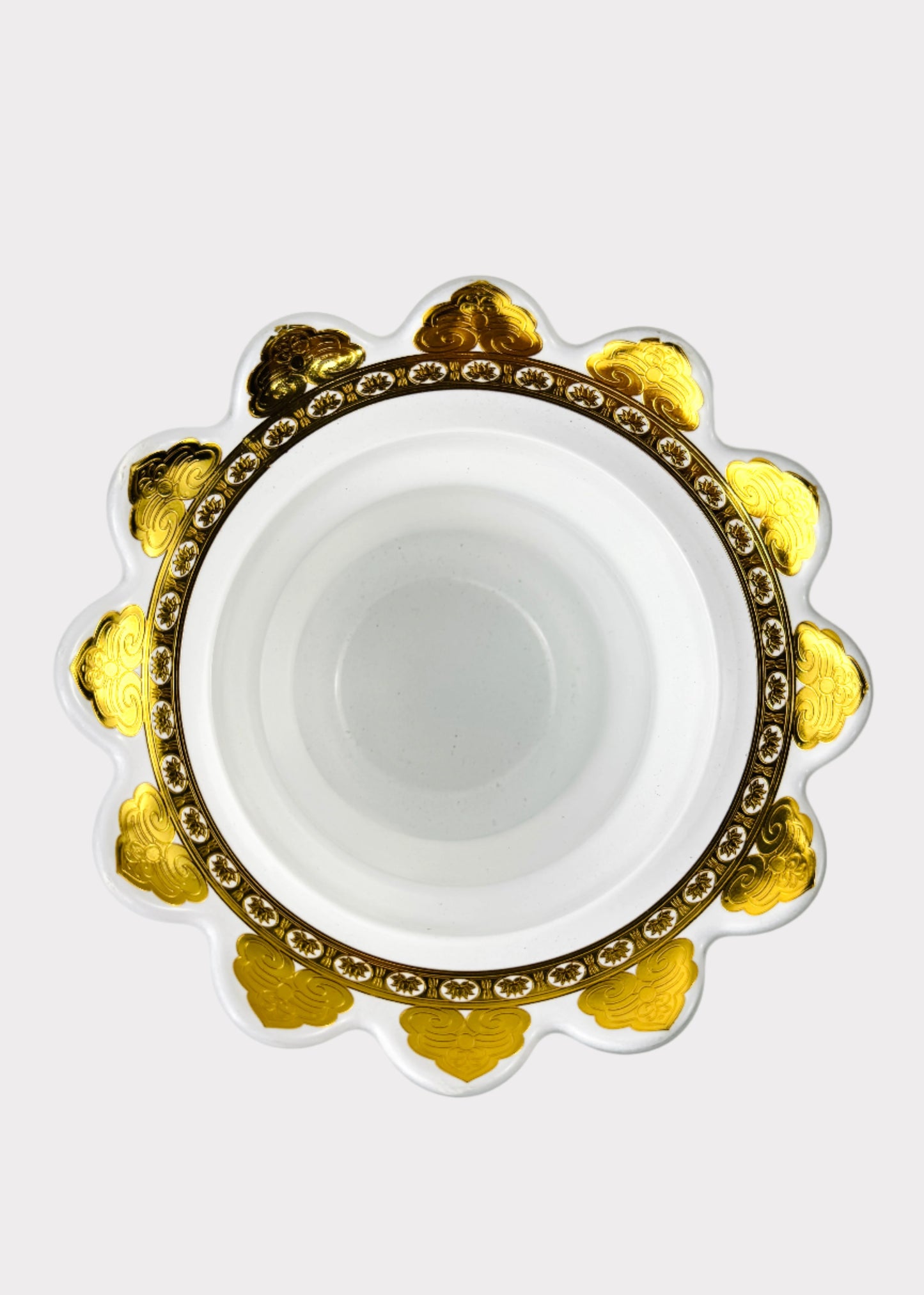 Crystal Lotus Scalloped Incense Holder - Gold Trim
