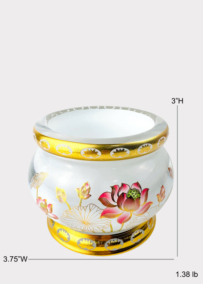 Crystal Lotus Incense Holder - Gold Trim