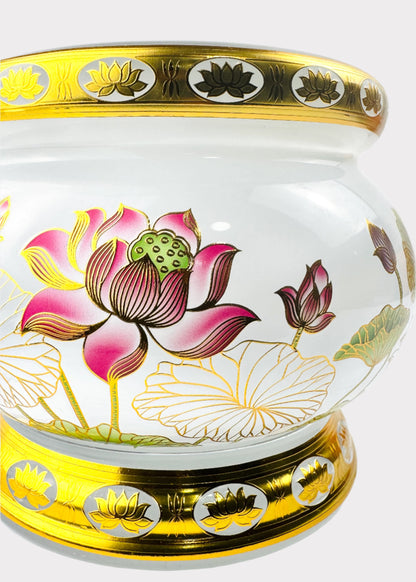 Crystal Lotus Incense Holder - Gold Trim