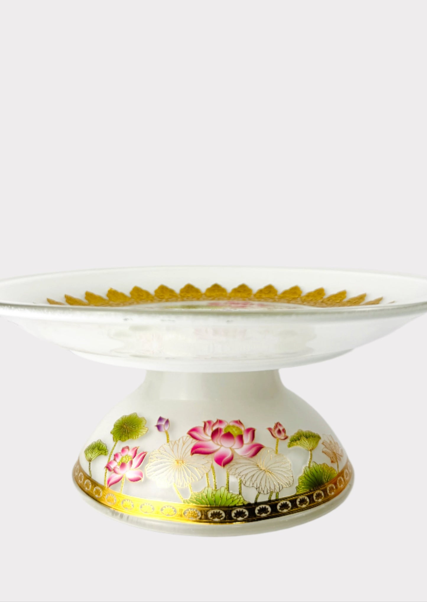 Crystal Lotus Altar Plate - Gold Trim