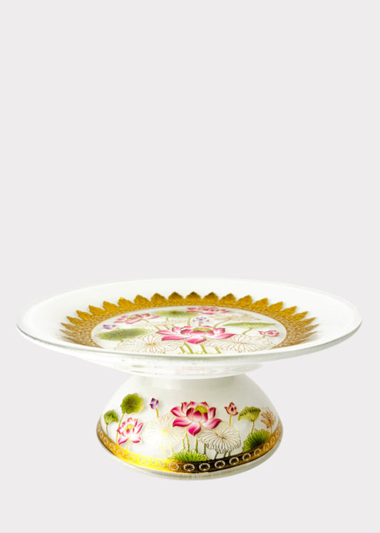 Crystal Lotus Altar Plate - Gold Trim