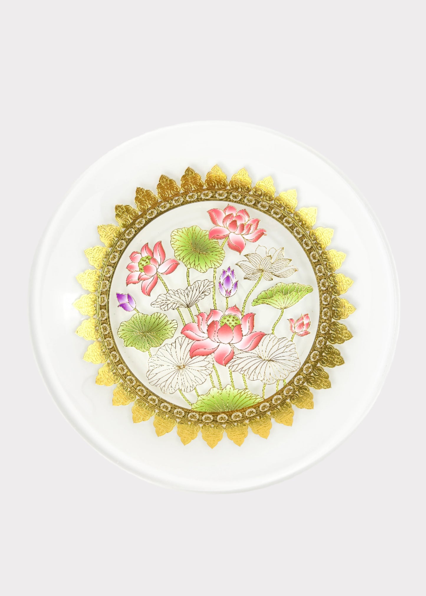 Crystal Lotus Altar Plate - Gold Trim
