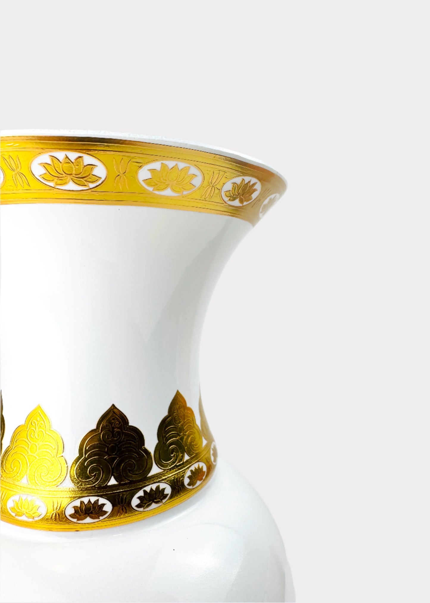 Crystal Lotus Altar Vase - Gold Trim