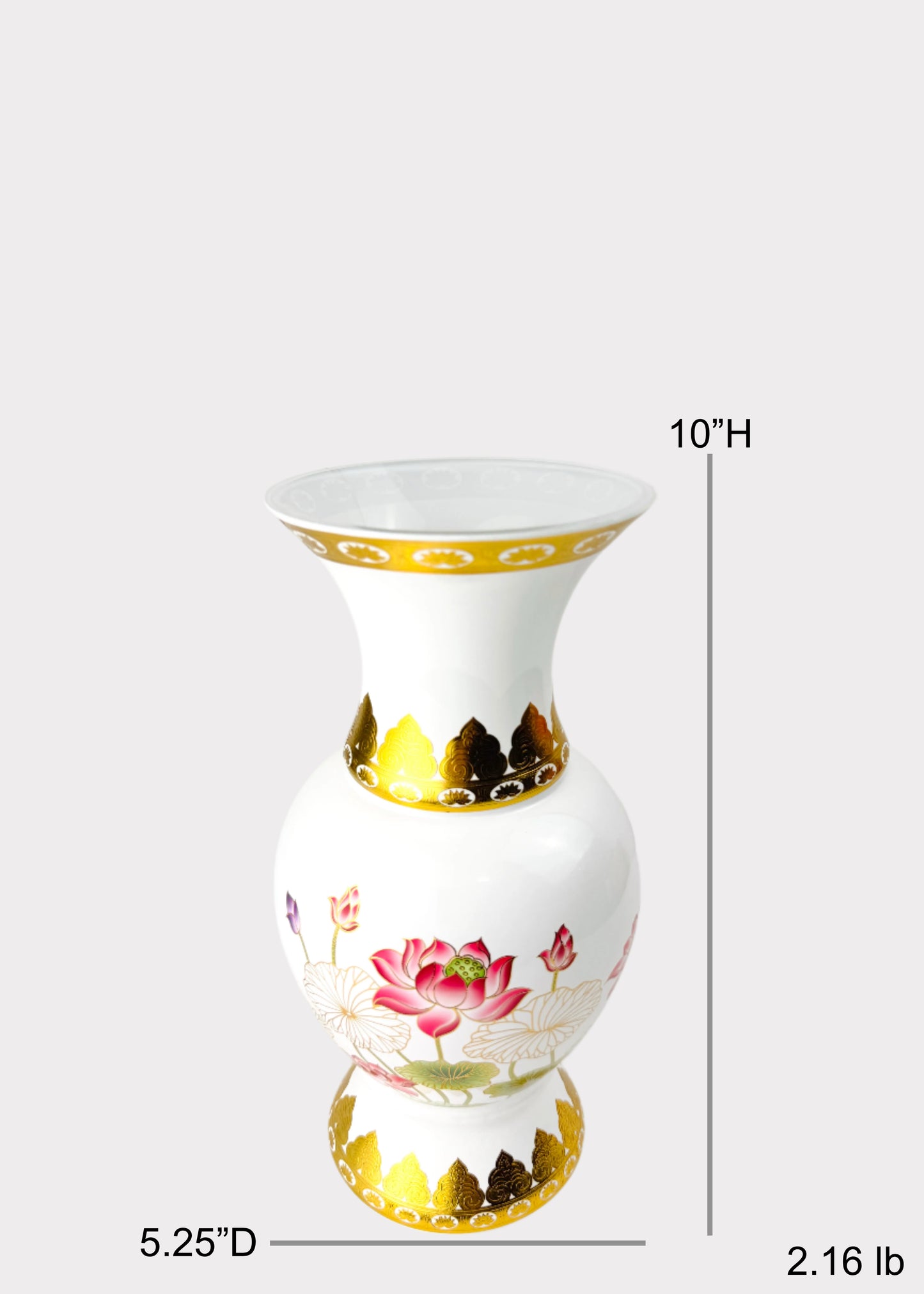 Crystal Lotus Altar Vase - Gold Trim