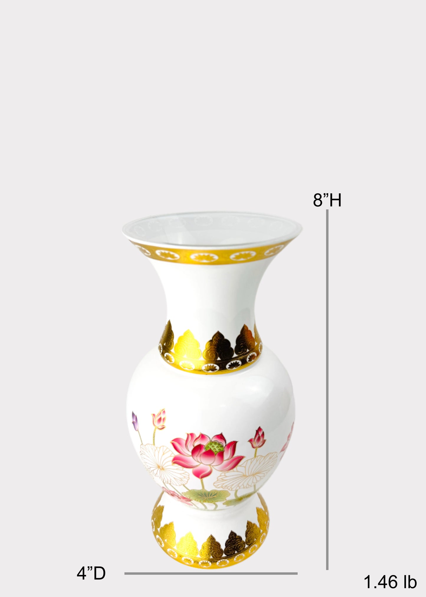 Crystal Lotus Altar Vase - Gold Trim
