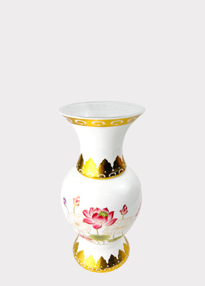 Crystal Lotus Altar Vase - Gold Trim