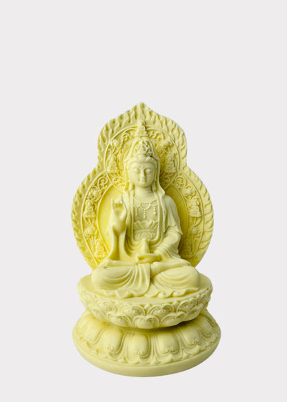 Guan Yin with Mandorla Back - Resin Statue