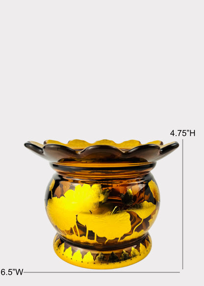 Amber Lotus Scalloped Incense Holder - Crystal