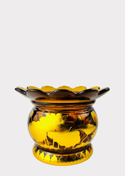 Amber Lotus Scalloped Incense Holder - Crystal