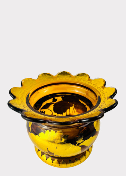 Amber Lotus Scalloped Incense Holder - Crystal