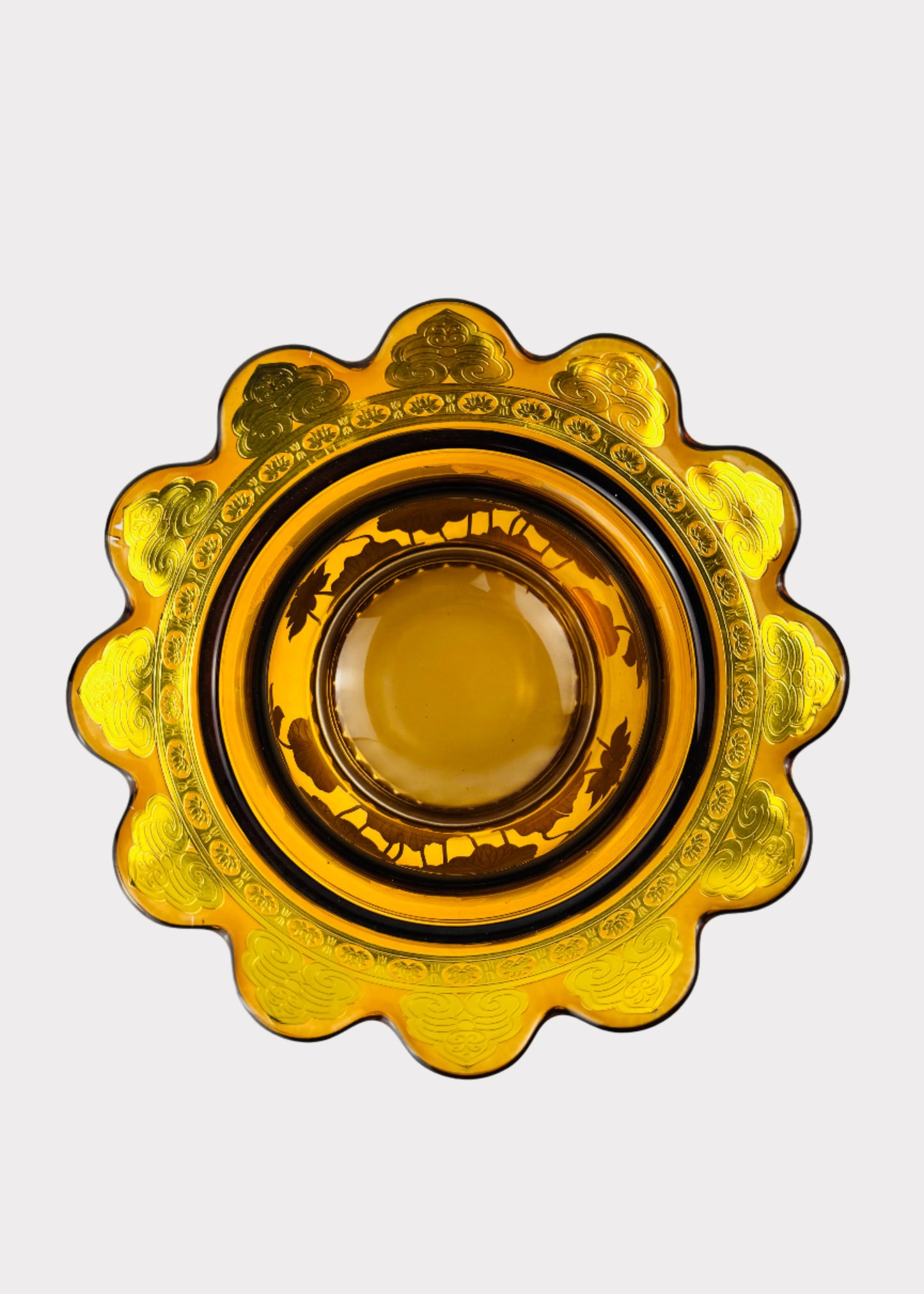 Amber Lotus Scalloped Incense Holder - Crystal