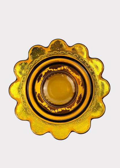 Amber Lotus Scalloped Incense Holder - Crystal