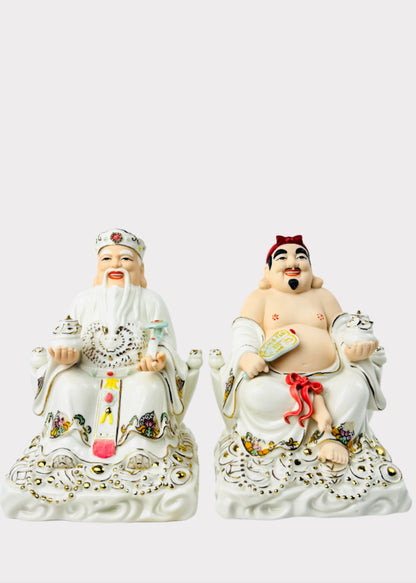 White and Pastel Land and Prosperity Gods - Porcelain