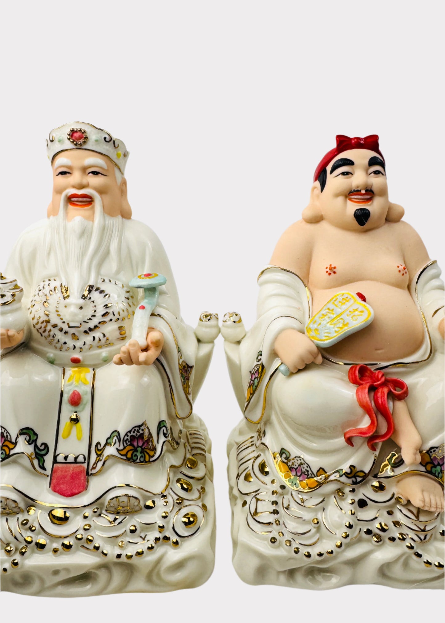 White and Pastel Land and Prosperity Gods - Porcelain