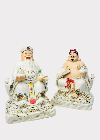 White and Pastel Land and Prosperity Gods - Porcelain
