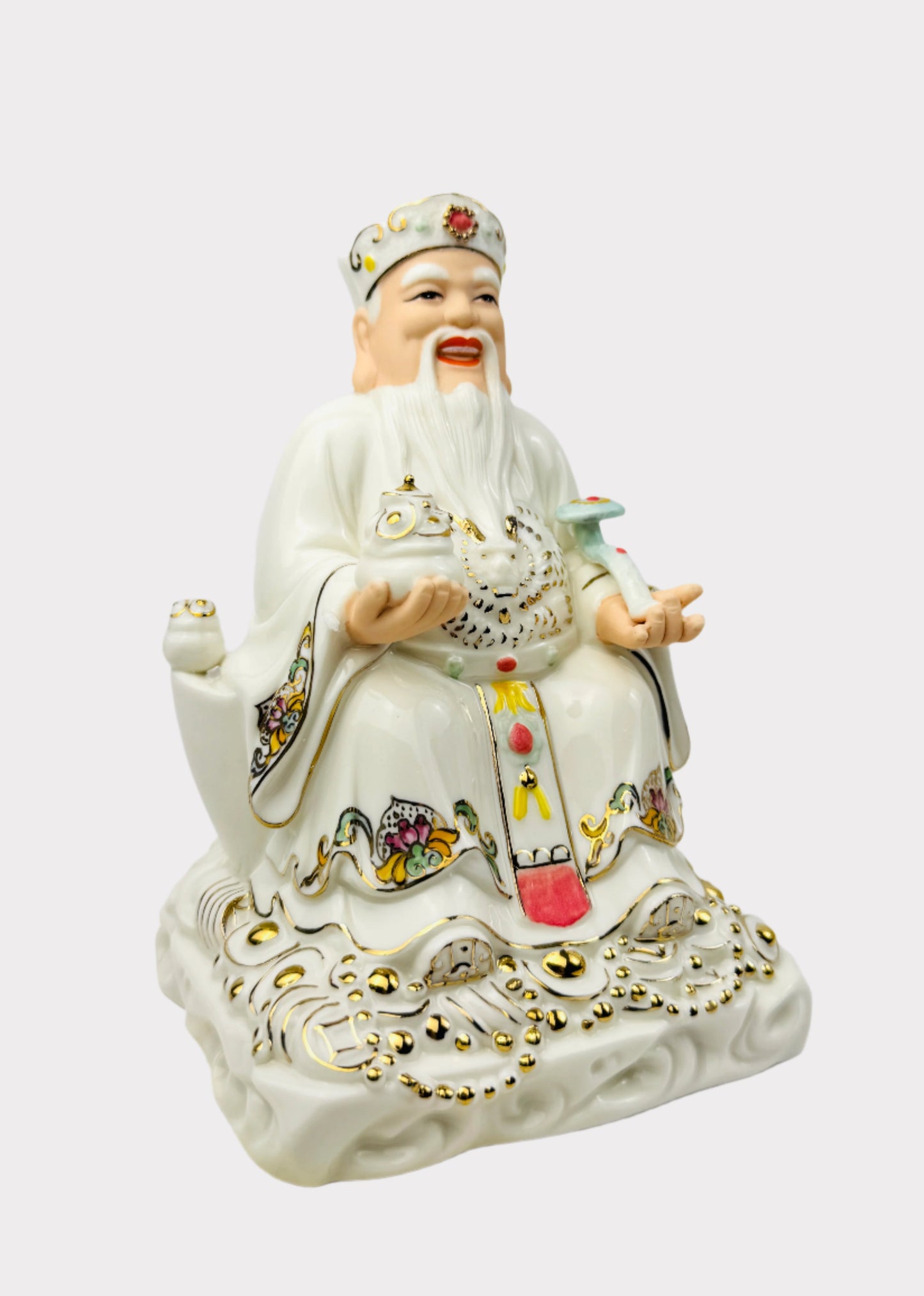 White and Pastel Land and Prosperity Gods - Porcelain