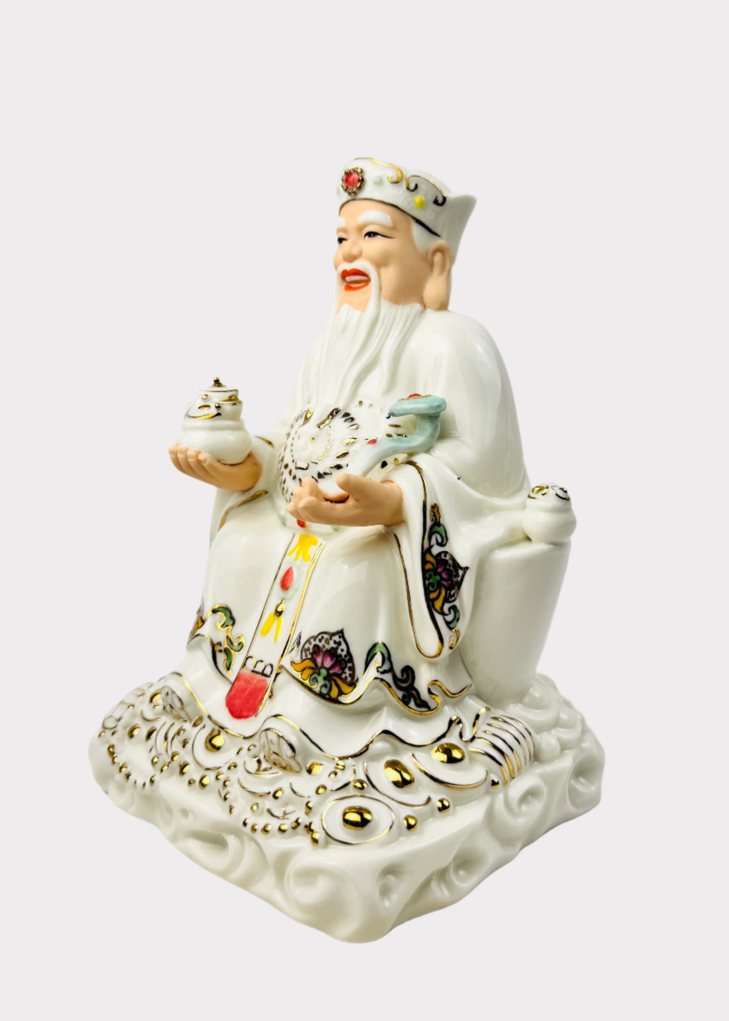 White and Pastel Land and Prosperity Gods - Porcelain