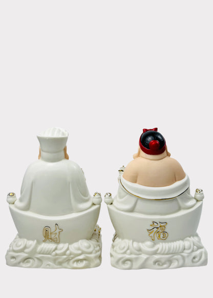 White and Pastel Land and Prosperity Gods - Porcelain