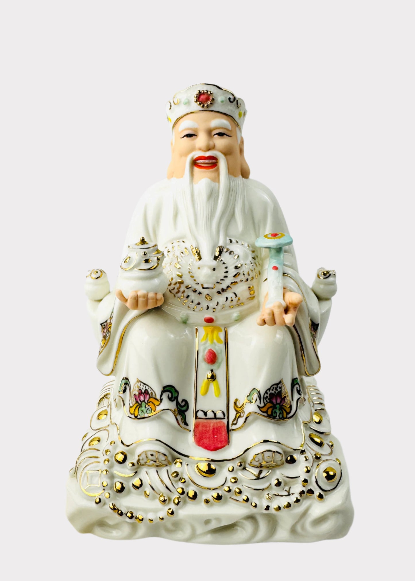 White and Pastel Land and Prosperity Gods - Porcelain