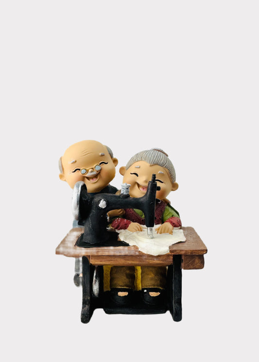 Grandparents Sewing Machine Figurine