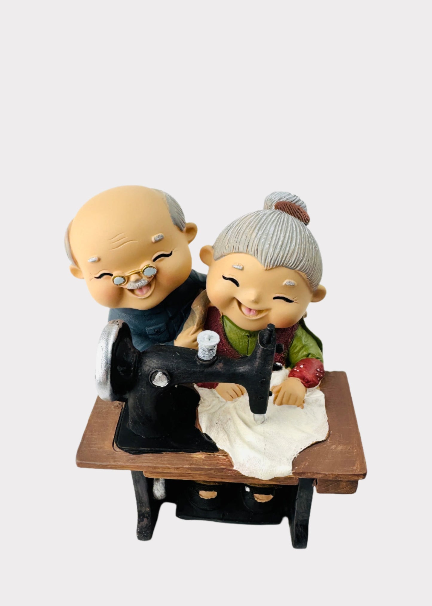 Grandparents Sewing Machine Figurine
