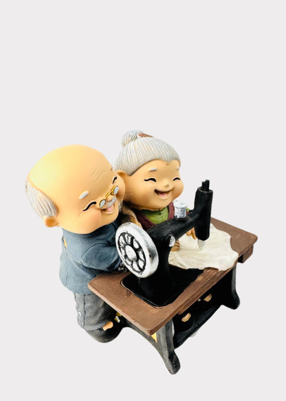Grandparents Sewing Machine Figurine