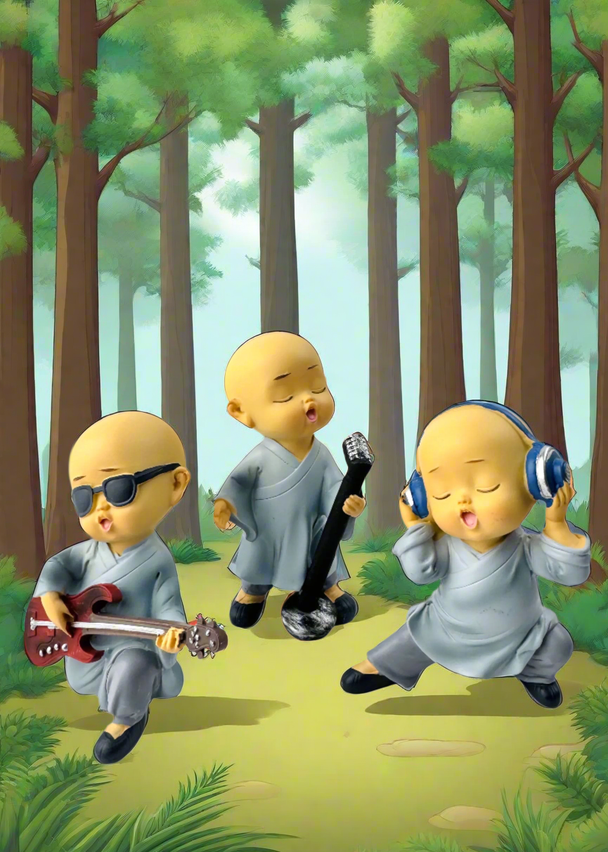 Little Monks Music Trio Figurine Set